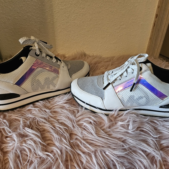 MICHAEL KORS MK Iridescent Tennis Shoes Sneakers Size Women's 8 Worn Once - Picture 5 of 8